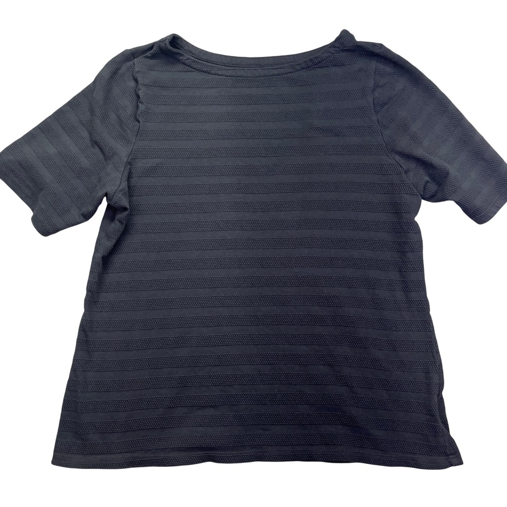 Charter Club Pima Cotton Top Textured Knit Short Sleeve Black 1X‎ Boho